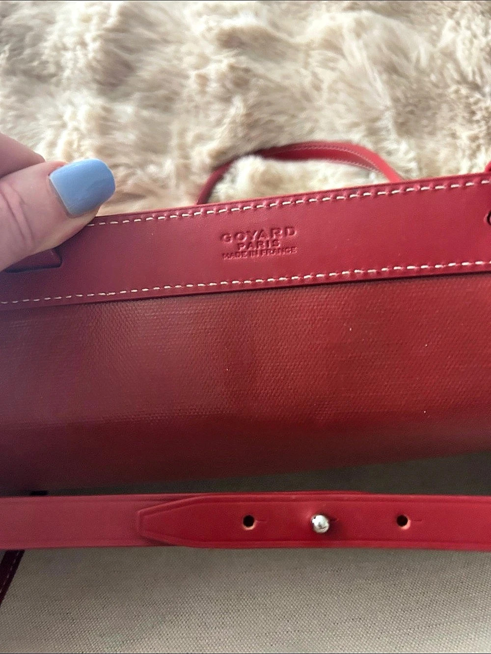 Goyard Fashion Bag Sac Saint Leger Goyardine Tote Red - Picture 8 of 8